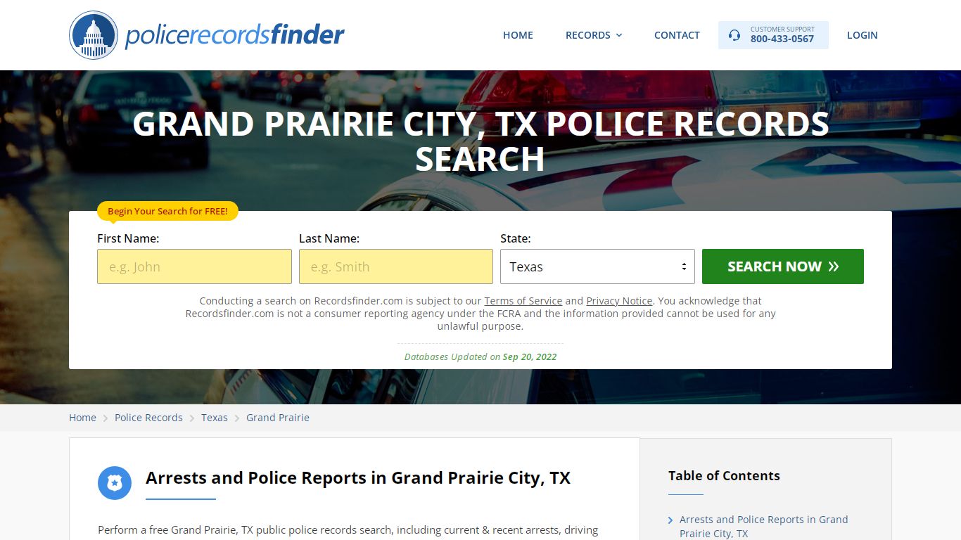 GRAND PRAIRIE CITY, TX POLICE RECORDS SEARCH - RecordsFinder